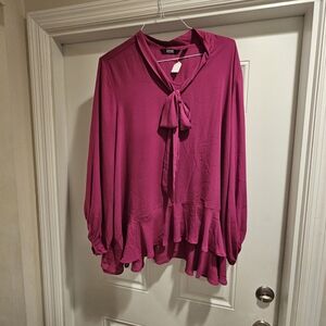 Dennis Basso Women's Pink Blouse with Tie Neck 22W